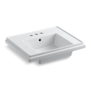 Tresham® 24" pedestal bathroom sink basin with 4" centerset faucet holes - K-2757-4-0
