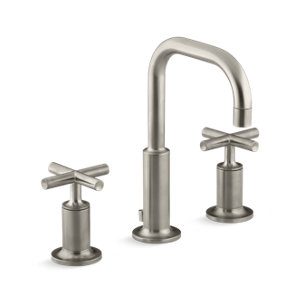 Purist® Widespread bathroom sink faucet with cross handles, 1.2 gpm - K-14406-3-BN