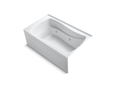 Mariposa® 60" x 36" alcove whirlpool with integral apron, integral flange, right-hand drain and heater - K-1239-HR-0