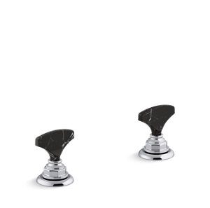 Artifacts® Nero Marquina T-handle bathroom sink faucet handles - K-98068-6NRO-CP