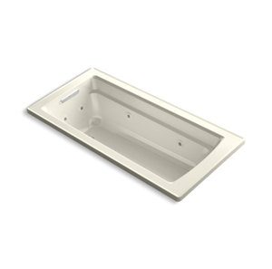 Archer® 66" x 32" drop-in whirlpool bath with end drain and heater - K-1949-H-96
