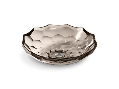 Briolette Vessel faceted glass bathroom sink - K-2373-TG3