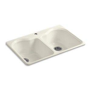 Hartland® 33" x 22" x 9-5/8" top-mount double-equal kitchen sink with single faucet hole - K-5818-1-96