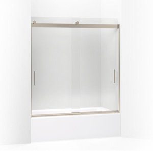 Levity® Sliding bath door, 62" H x 56-5/8 - 59-5/8" W, with 3/8" thick Crystal Clear glass - K-706003-L-ABV