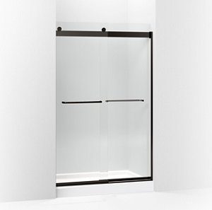 Levity® Sliding shower door, 74" H x 44-5/8 - 47-5/8" W, with 1/4" thick Crystal Clear glass - K-706014-L-ABZ