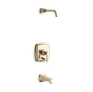 Margaux® Rite-Temp® bath and shower trim set with push-button diverter and lever handle, less showerhead - K-T16233-4L-AF