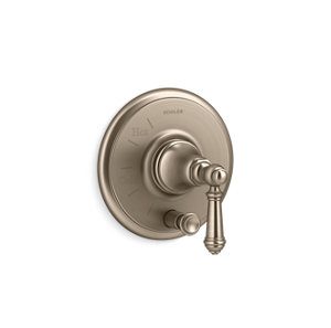 Artifacts® Rite-Temp® pressure-balancing valve trim with push-button diverter and lever handle - K-T72768-4-BV