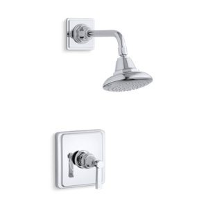 Pinstripe® Pure Rite-Temp® shower valve trim with lever handle and 2.5 gpm showerhead - K-TS13134-4A-CP