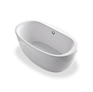 Sunstruck® 65-1/2" x 35-1/2" oval freestanding bath with fluted shroud and center drain - K-6369-0