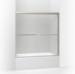 Gradient® Sliding bath door, 58-1/16" H x 56-5/8 - 59-5/8" W, with 1/4" thick Frosted glass - K-709062-D3-MX
