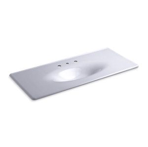 Iron/Impressions® 49" Enameled cast iron vanity top with integrated oval sink - K-3053-8-GRL