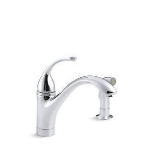 Forté® 2-hole kitchen sink faucet with 9-1/16" spout, matching finish sidespray - K-10416-CP