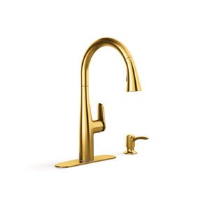Easmor Pull-down kitchen sink faucet with soap/lotion dispenser - K-R30573-SD-2MB