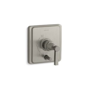 Pinstripe® Rite-Temp® pressure-balancing valve trim with diverter and plain lever handle, valve not included - K-T98757-4A-BN