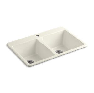 Deerfield® 33" x 22" x 9-5/8" top-mount double-equal kitchen sink - K-5873-1-96
