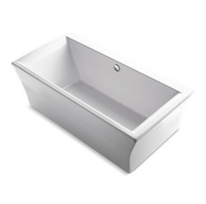 Stargaze® 72" x 36" freestanding bath with fluted shroud and center drain - K-6367-0