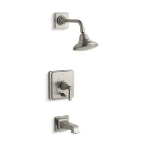 Pinstripe® Pure Rite-Temp® bath and shower trim kit with push-button diverter and lever handle, 2.5 gpm - K-T13133-4A-BN