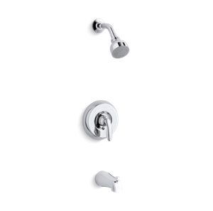 Coralais® Rite-Temp® bath and shower trim set with lever handle, slip-fit spout and 1.75 gpm showerhead - K-TS15601-4SG-CP