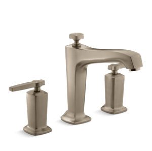Margaux® Deck-mount bath faucet trim for high-flow valve with diverter spout and lever handles, valve not included - K-T16236-4-BV