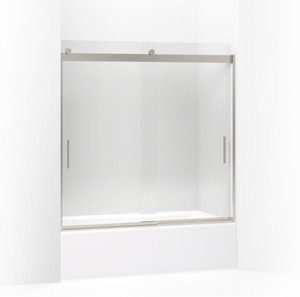 Levity® Sliding bath door, 59-3/4" H x 56-5/8 - 59-5/8" W, with 1/4" thick Crystal Clear glass - K-706002-L-MX