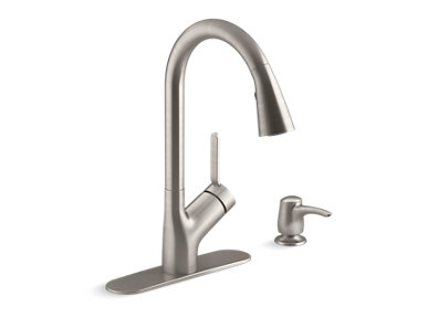 Setra® Pull-down kitchen faucet with soap/lotion dispenser - K-R22897-SD-VS