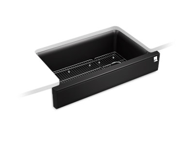 Cairn® 34" undermount single-bowl farmhouse kitchen sink with short apron - K-25784-CM1