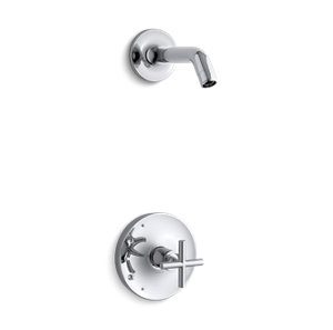 Purist® Rite-Temp® shower valve trim with cross handle, less showerhead - K-TLS14422-3-CP