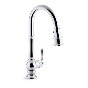 Artifacts® Pull-down kitchen sink faucet with three-function sprayhead - K-99259-CP