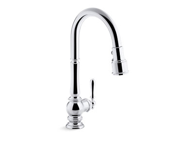 Artifacts® Pull-down kitchen sink faucet with three-function sprayhead - K-99259-CP