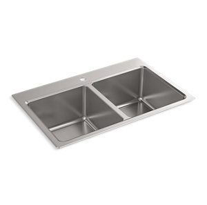 Prologue® 33" x 22" x 9" top-mount/undermount double-equal kitchen sink - K-31465-1-NA