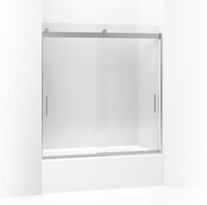 Levity® Sliding bath door, 62" H x 56-5/8 - 59-5/8" W, with 3/8" thick Crystal Clear glass - K-706003-L-SHP