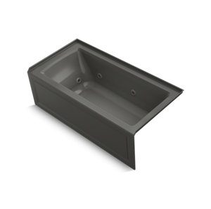 Archer® 60" x 30" alcove whirlpool bath with integral flange and right-hand drain - K-1947-RA-58