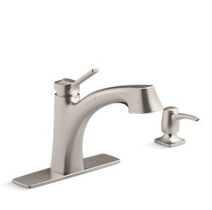 Maxton® Pull-out kitchen faucet with soap/lotion dispenser - K-R30124-SD-VS