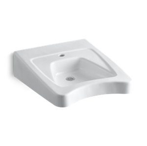 Morningside 20" x 27" wall-mount/concealed arm carrier wheelchair bathroom sink with single faucet hole - K-12638-0