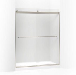 Levity® Sliding shower door, 74" H x 56-5/8 - 59-5/8" W, with 1/4" thick Frosted glass - K-706015-D3-MX