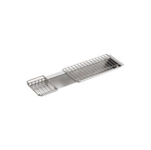 Undertone® Trough 33" x 8-1/4" x 6-5/16" undermount single-bowl kitchen sink with wire basket and rack - K-3155-NA