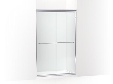 Fluence® 49" - 52" W x 75-23/32" H sliding shower door with 1/4" thick Crystal Clear glass - K-702221-6L-SHP