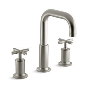 Purist® Deck-mount bath faucet trim for high-flow valve with cross handles, valve not included - K-T14428-3-BN