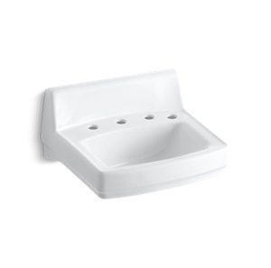 Greenwich 20-3/4" x 18-1/4" wall-mount/concealed arm carrier bathroom sink with widespread faucet holes and right-hand soap dispenser hole - K-2030-R-0