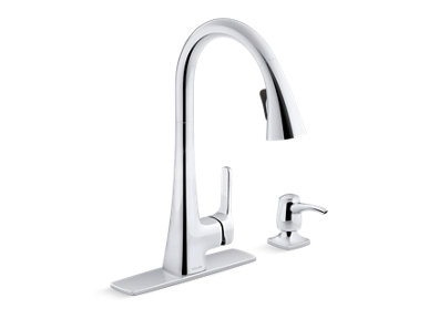 Maxton® Pull-down kitchen faucet with soap/lotion dispenser - K-R22867-SD-CP