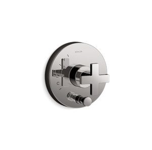 Composed® Rite-Temp® valve trim with push-button diverter and cross handle - K-T73117-3-TT
