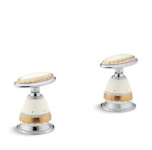 Prairie Flowers Antique Ceramic handle insets and skirts for bidet and bathroom sink faucets - K-258-WF-96