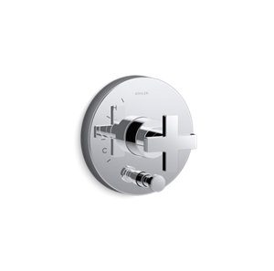Composed® Rite-Temp® valve trim with push-button diverter and cross handle - K-T73117-3-CP
