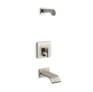 Loure® Rite-Temp® bath and shower trim set with push-button diverter, less showerhead - K-T14664-4L-BN