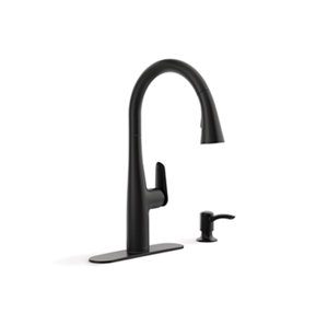 Easmor Pull-down kitchen sink faucet with soap/lotion dispenser - K-R30573-SD-BL