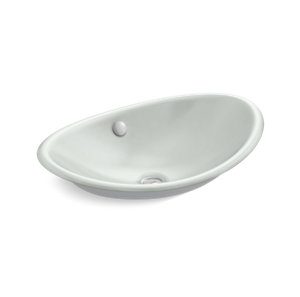 Iron Plains® Oval Wading Pool® Vessel bathroom sink with White painted underside - K-5403-W-FF