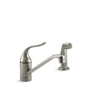 Coralais® Two-hole kitchen sink faucet with 8-1/2" spout, matching finish sidespray and lever handle - K-15176-F-BN