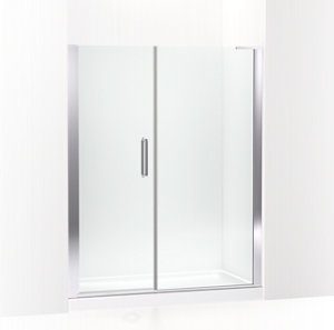 Cursiva Pivot shower door, 71-5/8" H x 57 - 59-1/2" W, with 5/16" thick Crystal Clear glass - K-707627-8L-SHP