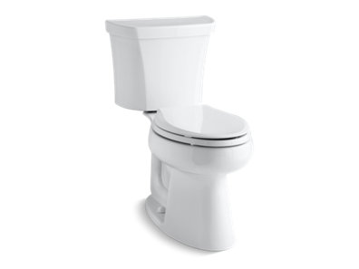 Highline® Comfort Height® Two-piece elongated 1.28 gpf chair height toilet with right-hand trip lever, tank cover locks, and insulated tank - K-3999-RZ-0