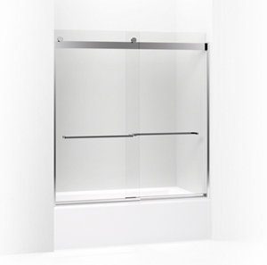 Levity® Sliding bath door, 62" H x 56-5/8 - 59-5/8" W, with 3/8" thick Crystal Clear glass - K-706007-L-SHP